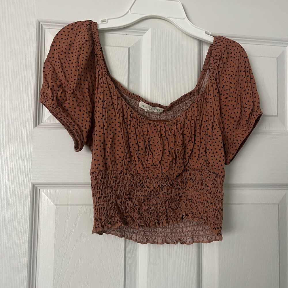 Brown Polka Dot Women's Top